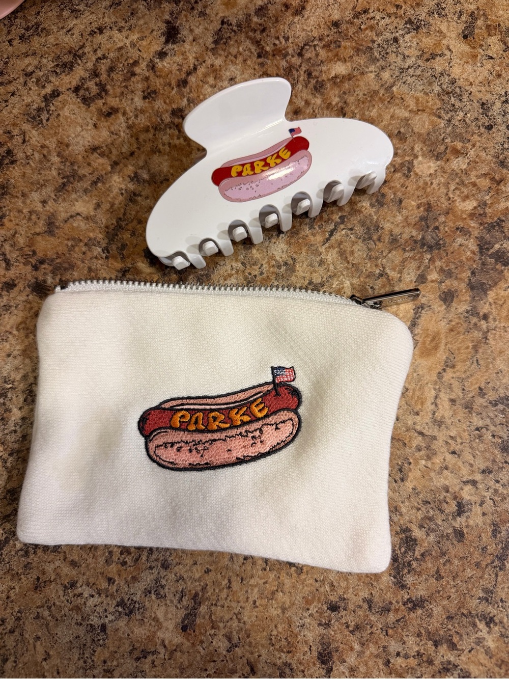 Parker White Hair Claw Clip – Cream & Pink Hot Dog Accent